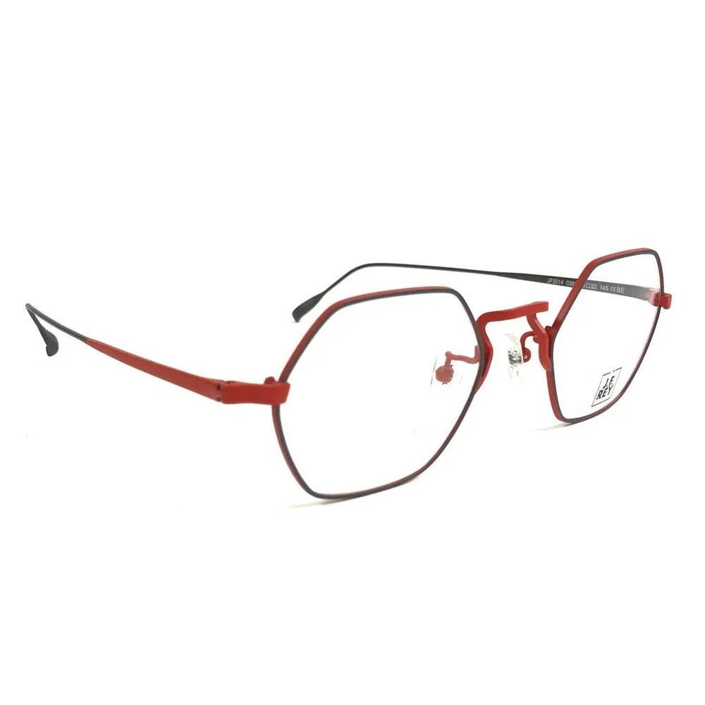 J. F. Rey Eyeglasses Frames JF3014 0360 Gray Orange Hexagonal Wire Rim 50-22-145